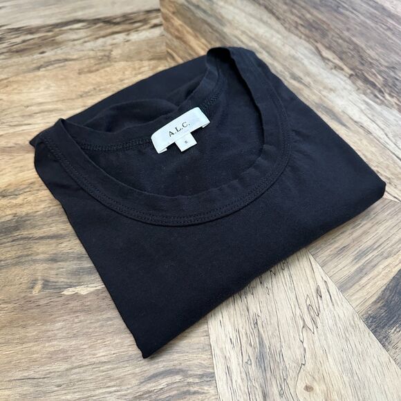 A.L.C. Karlie Black Cotton Puff Tee Sz Small Made in U.S.A. EUC - Picture 5 of 11